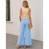 image:imageTanming Womens Gingham Pants Casual Cotton Wide Leg Ruffle Hem Lounge Pants Plaid Trousers with PocketsBlue