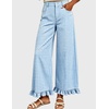 image:imageTanming Womens Gingham Pants Casual Cotton Wide Leg Ruffle Hem Lounge Pants Plaid Trousers with PocketsBlue