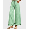 image:imageTanming Womens Gingham Pants Casual Cotton Wide Leg Ruffle Hem Lounge Pants Plaid Trousers with PocketsGreen