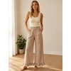 image:imageTanming Womens Gingham Pants Casual Cotton Wide Leg Ruffle Hem Lounge Pants Plaid Trousers with PocketsKhaki