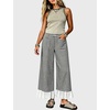 image:imageTanming Womens Gingham Wide Leg Palazzo Pants Casual LaceHem Lounge Pants PJ Bottoms with Pockets for VacationBlack
