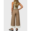 image:imageTanming Womens Gingham Wide Leg Palazzo Pants Casual LaceHem Lounge Pants PJ Bottoms with Pockets for VacationBrown