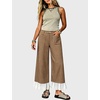 image:imageTanming Womens Gingham Wide Leg Palazzo Pants Casual LaceHem Lounge Pants PJ Bottoms with Pockets for VacationBrown