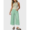 image:imageTanming Womens Gingham Wide Leg Palazzo Pants Casual LaceHem Lounge Pants PJ Bottoms with Pockets for VacationGreen
