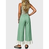 image:imageTanming Womens Gingham Wide Leg Palazzo Pants Casual LaceHem Lounge Pants PJ Bottoms with Pockets for VacationGreen