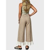 image:imageTanming Womens Gingham Wide Leg Palazzo Pants Casual LaceHem Lounge Pants PJ Bottoms with Pockets for VacationKhaki