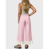 image:imageTanming Womens Gingham Wide Leg Palazzo Pants Casual LaceHem Lounge Pants PJ Bottoms with Pockets for VacationPink