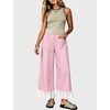 image:imageTanming Womens Gingham Wide Leg Palazzo Pants Casual LaceHem Lounge Pants PJ Bottoms with Pockets for VacationPink
