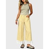 image:imageTanming Womens Gingham Wide Leg Palazzo Pants Casual LaceHem Lounge Pants PJ Bottoms with Pockets for VacationYellow