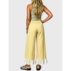 image:imageTanming Womens Gingham Wide Leg Palazzo Pants Casual LaceHem Lounge Pants PJ Bottoms with Pockets for VacationYellow