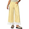 image:imageTanming Womens Gingham Wide Leg Palazzo Pants Casual LaceHem Lounge Pants PJ Bottoms with Pockets for VacationYellow