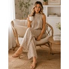 image:imageTanming Womens 2 Piece Set Outfits Gingham Plaid Sleeveless Ruffle Top Wide Leg Pants Summer Casual Beach Vacation SetsBrown