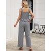 image:imageTanming 2 Piece Sets For Women Plaid Gingham Summer Tank Top Wide Leg Pants Matching Outfit Beach Vacation Lounge SetBlack