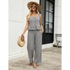 image:imageTanming 2 Piece Sets For Women Plaid Gingham Summer Tank Top Wide Leg Pants Matching Outfit Beach Vacation Lounge SetBlack