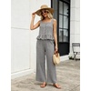 image:imageTanming 2 Piece Sets For Women Plaid Gingham Summer Tank Top Wide Leg Pants Matching Outfit Beach Vacation Lounge SetBlack