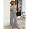 image:imageTanming 2 Piece Sets For Women Plaid Gingham Summer Tank Top Wide Leg Pants Matching Outfit Beach Vacation Lounge SetBlack