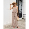 image:imageTanming 2 Piece Sets For Women Plaid Gingham Summer Tank Top Wide Leg Pants Matching Outfit Beach Vacation Lounge SetBrown