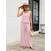image:imageTanming 2 Piece Sets For Women Plaid Gingham Summer Tank Top Wide Leg Pants Matching Outfit Beach Vacation Lounge SetPink