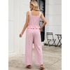 image:imageTanming 2 Piece Sets For Women Plaid Gingham Summer Tank Top Wide Leg Pants Matching Outfit Beach Vacation Lounge SetPink