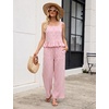image:imageTanming 2 Piece Sets For Women Plaid Gingham Summer Tank Top Wide Leg Pants Matching Outfit Beach Vacation Lounge SetPink