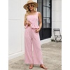 image:imageTanming 2 Piece Sets For Women Plaid Gingham Summer Tank Top Wide Leg Pants Matching Outfit Beach Vacation Lounge SetPink