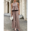 image:imageTanming Womens 2 Piece Set Outfits Gingham Plaid Tank Tops Wide Leg Pants Matching Lounge SetsCoffee