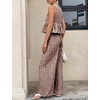 image:imageTanming Womens 2 Piece Set Outfits Gingham Plaid Tank Tops Wide Leg Pants Matching Lounge SetsCoffee
