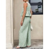 image:imageTanming Womens 2 Piece Set Outfits Gingham Plaid Tank Tops Wide Leg Pants Matching Lounge SetsDark Green