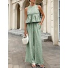 image:imageTanming Womens 2 Piece Set Outfits Gingham Plaid Tank Tops Wide Leg Pants Matching Lounge SetsDark Green