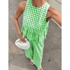 image:imageTanming Womens 2 Piece Set Outfits Gingham Plaid Tank Tops Wide Leg Pants Matching Lounge SetsGreen
