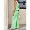 image:imageTanming Womens 2 Piece Set Outfits Gingham Plaid Tank Tops Wide Leg Pants Matching Lounge SetsGreen