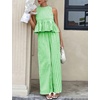 image:imageTanming Womens 2 Piece Set Outfits Gingham Plaid Tank Tops Wide Leg Pants Matching Lounge SetsGreen