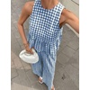 image:imageTanming Womens 2 Piece Set Outfits Gingham Plaid Tank Tops Wide Leg Pants Matching Lounge SetsNavy