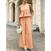 image:imageTanming Womens 2 Piece Set Outfits Gingham Plaid Tank Tops Wide Leg Pants Matching Lounge SetsOrange