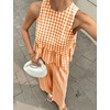 image:imageTanming Womens 2 Piece Set Outfits Gingham Plaid Tank Tops Wide Leg Pants Matching Lounge SetsOrange