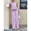 image:imageTanming Womens 2 Piece Set Outfits Gingham Plaid Tank Tops Wide Leg Pants Matching Lounge SetsPurple