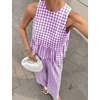 image:imageTanming Womens 2 Piece Set Outfits Gingham Plaid Tank Tops Wide Leg Pants Matching Lounge SetsPurple