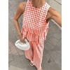 image:imageTanming Womens 2 Piece Set Outfits Gingham Plaid Tank Tops Wide Leg Pants Matching Lounge SetsRed