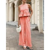 image:imageTanming Womens 2 Piece Set Outfits Gingham Plaid Tank Tops Wide Leg Pants Matching Lounge SetsRed