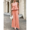 image:imageTanming Womens 2 Piece Set Outfits Gingham Plaid Tank Tops Wide Leg Pants Matching Lounge SetsRed