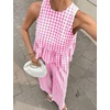 image:imageTanming Womens 2 Piece Set Outfits Gingham Plaid Tank Tops Wide Leg Pants Matching Lounge SetsRose Red