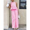 image:imageTanming Womens 2 Piece Set Outfits Gingham Plaid Tank Tops Wide Leg Pants Matching Lounge SetsRose Red