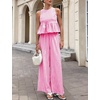 image:imageTanming Womens 2 Piece Set Outfits Gingham Plaid Tank Tops Wide Leg Pants Matching Lounge SetsRose Red