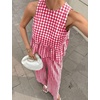 image:imageTanming Womens 2 Piece Set Outfits Gingham Plaid Tank Tops Wide Leg Pants Matching Lounge SetsWine Red