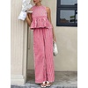 image:imageTanming Womens 2 Piece Set Outfits Gingham Plaid Tank Tops Wide Leg Pants Matching Lounge SetsWine Red