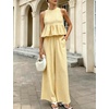 image:imageTanming Womens 2 Piece Set Outfits Gingham Plaid Tank Tops Wide Leg Pants Matching Lounge SetsYellow