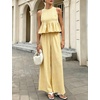 image:imageTanming Womens 2 Piece Set Outfits Gingham Plaid Tank Tops Wide Leg Pants Matching Lounge SetsYellow