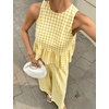 image:imageTanming Womens 2 Piece Set Outfits Gingham Plaid Tank Tops Wide Leg Pants Matching Lounge SetsYellow