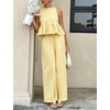 image:imageTanming Womens 2 Piece Set Outfits Gingham Plaid Tank Tops Wide Leg Pants Matching Lounge SetsYellow
