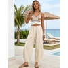 image:imageTanming Womens Barrel Pants High Elastic Waisted Summer Capri Pants Loose Fit Casual Wide Leg TrousersApricot